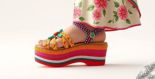 Sandalias de rafia multicolor por 16,99 euros