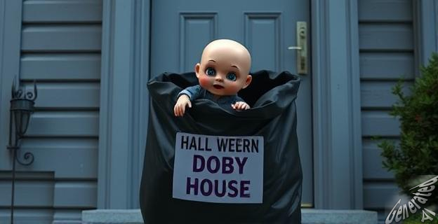 Un muñeco metido en una bolsa de basura negra con un terrorífico mensaje