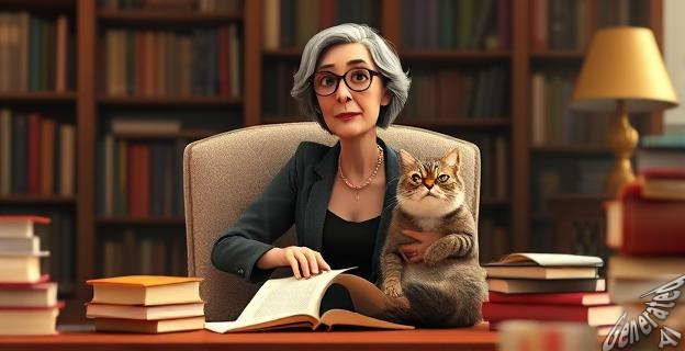 Los gatos eran su compañía perfecta para trabajar en paz