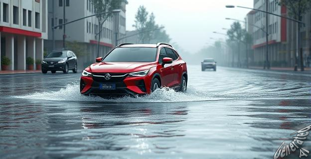 El Yangwang U8 causó daños severos al generar un oleaje en la calle inundada