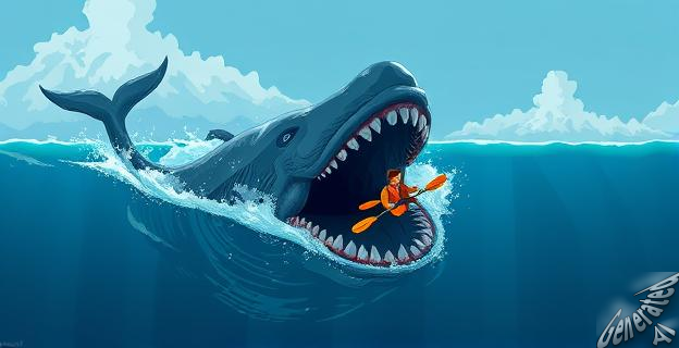 La ballena jorobada liberó al kayakista ileso