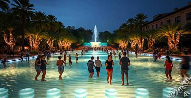 Piscina nocturna en el Parque del Oeste de Valencia