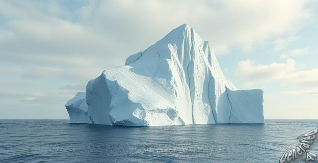 El iceberg se modeló según la descripción de Joseph Scarrott, comparándolo con el Peñón de Gibraltar