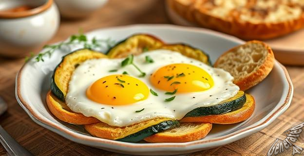 Hornea los huevos con calabacín a 200 °C durante 18-20 minutos