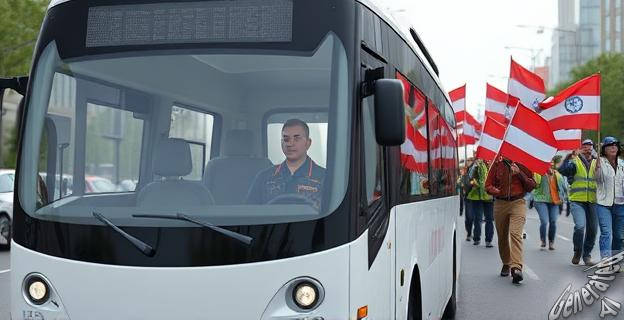 Los trabajadores protestan por la introducción del autobús autónomo y la falta de inversión en mejoras laborales