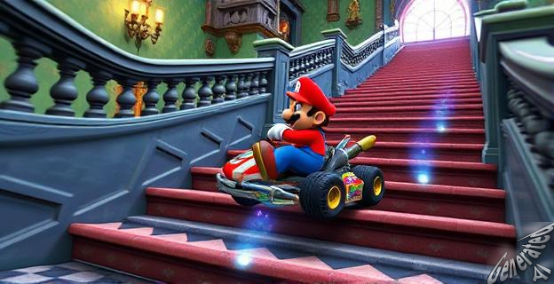 Derrapar en las escaleras de Luigi's Mansion