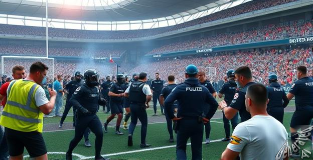 Un enfrentamiento entre aficionados y policía ocurrió en los exteriores del estadio