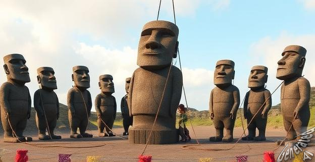 Los moáis se desplazaban caminando con movimientos verticales y oscilantes utilizando cuerdas