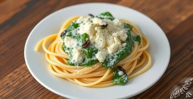 Pasta con salsa cremosa de espinacas y ricotta