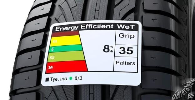 La etiqueta del neumático clasifica la eficiencia energética de la A (verde) a la E (roja) y la adherencia en suelo mojado de la A a la E