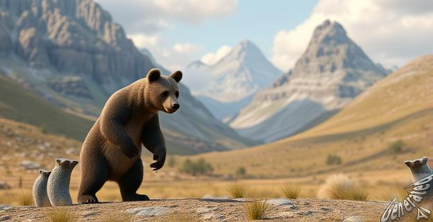 Un oso a dos patas mirando a su alrededor