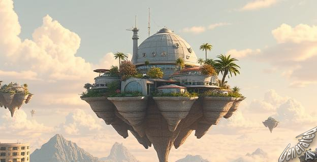 Dirtopia es una base en un planeta de islas flotantes con un jardín botánico y edificios integrados en la naturaleza