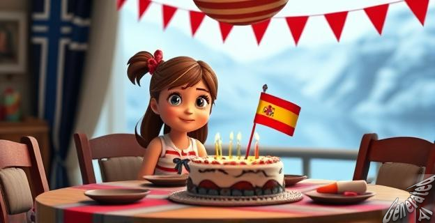 En Noruega, se celebra el cumpleaños con una banderita en la mesa.
