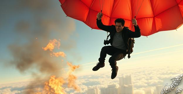 Tom Cruise realizó 16 saltos en paracaídas en llamas