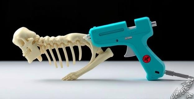 La pistola de cola imprime injertos sintéticos con un polímero llamado PCL e hidroxiapatita