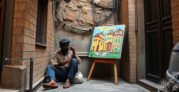 Gassama creó su obra en una esquina del barrio Gótico de Barcelona entre 2008 y 2012