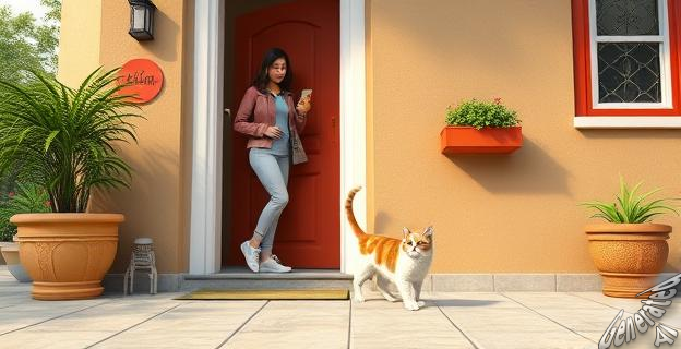 El gato de Lucian, Aquiles, abrió la puerta de la casa para que su dueña pudiera entrar.