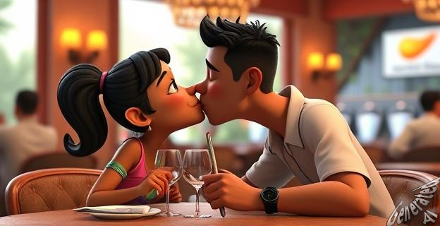 Lola Índigo e Illo Juan se besan en un restaurante