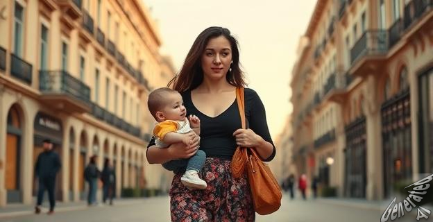 Cristina Castaño pasea con su bebé León