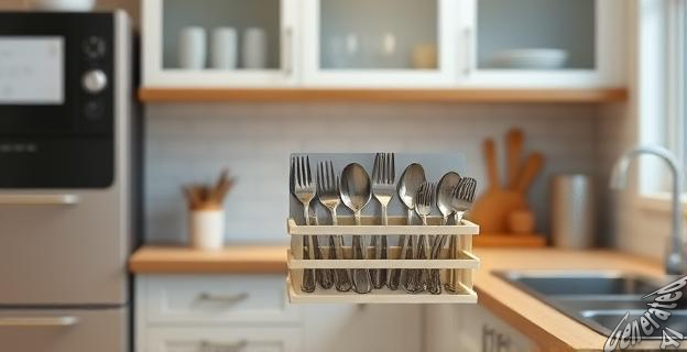 Un organizador de cubiertos extensible que se adapta al ancho del cajón