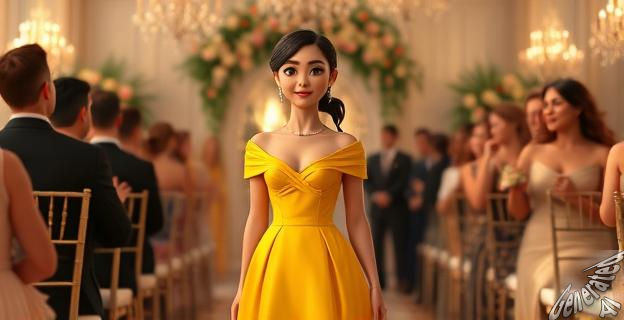 Rocío Crusset llevaba un vestido en color amarillo