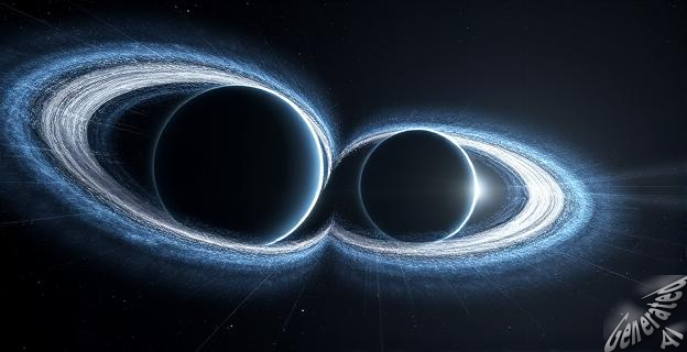 Dos agujeros negros con masas de 18.000 millones y una velocidad que deforma su chorro de partículas