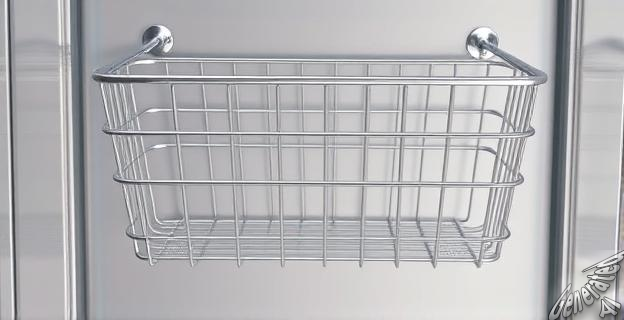 Un cesto para puerta de armario doble cromo que sostiene hasta 4 kg de peso