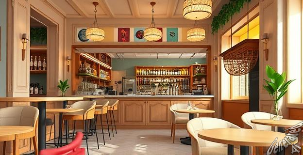 Un bistró-cafetería con tienda en el hotel Wellington