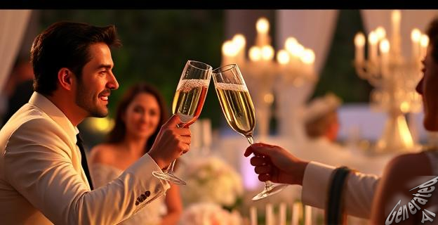 Salio con champán para brindar con la prensa